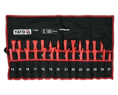 Набір лопаток для зняття оббивки салону автомобіля YATO YT-08443, 27 предметів фото