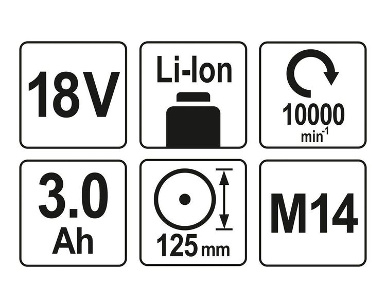 Аккумуляторная угловая шлифмашина 125 мм YATO YT-82828, 18В, 3 Ач (2шт) фото