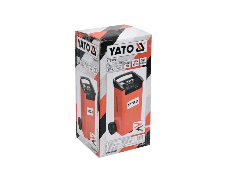 Пуско-зарядний пристрій YATO YT-83060, 12/24 В, пуск 300 А, зарядка 27 А, 20-600 Аг фото