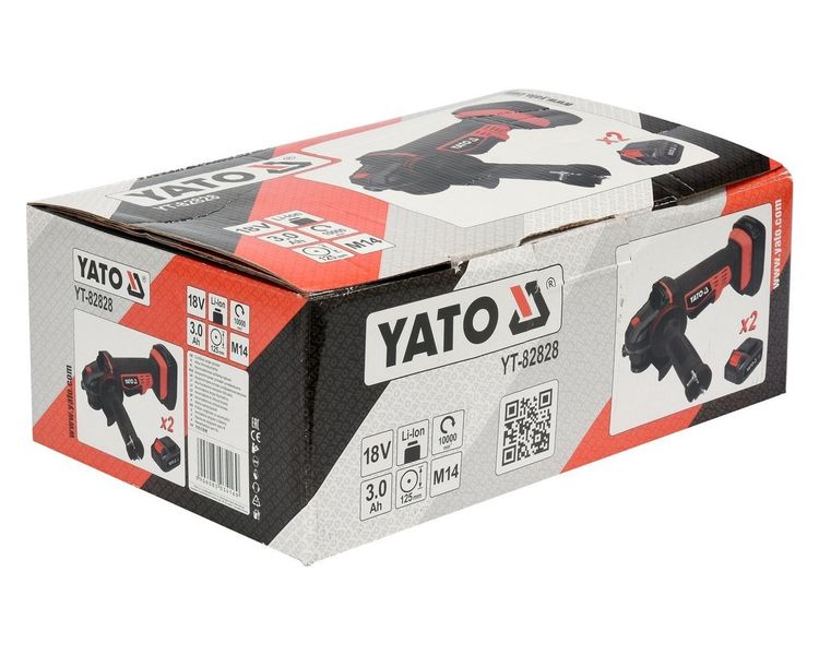 Болгарка акумуляторна 125 мм YATO YT-82828, 18 В, 3 Аг (2 шт) фото