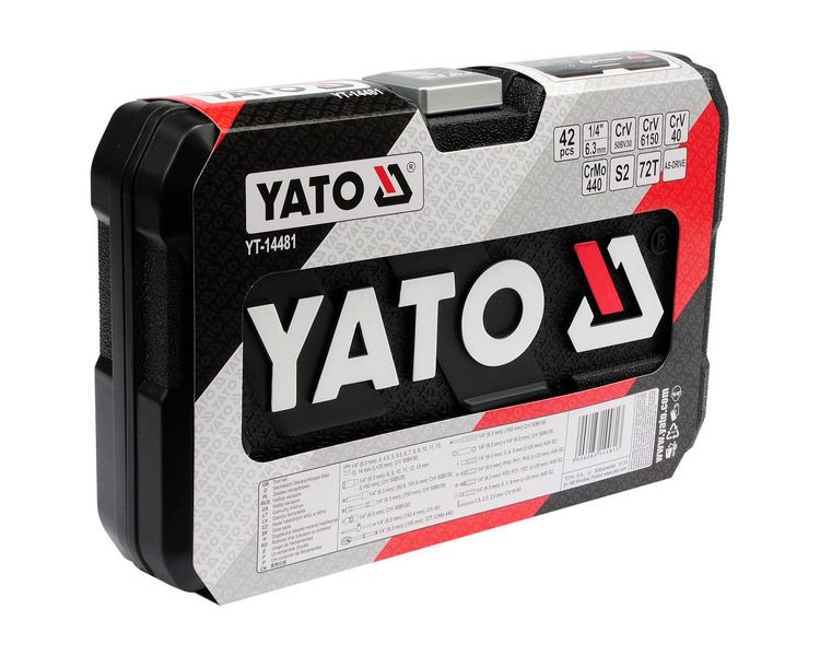Набір інструментів YATO YT-14481, 1/4", М4-14 мм, 42 од. фото