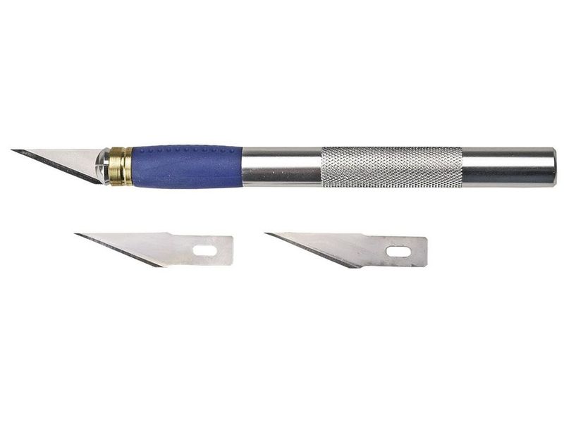 Скальпель канцелярский (нож для моделирования) TOPEX 17B703, 3 лезвия фото