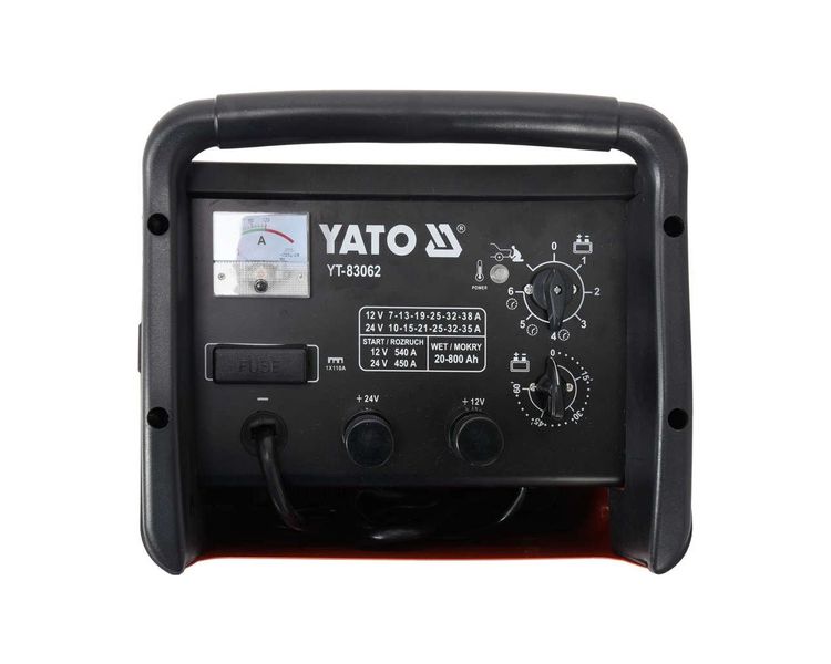 Пуско-зарядний пристрій YATO YT-83062, 12/24 В, пуск 540 А, зарядка 38 А, 20-800 Аг фото