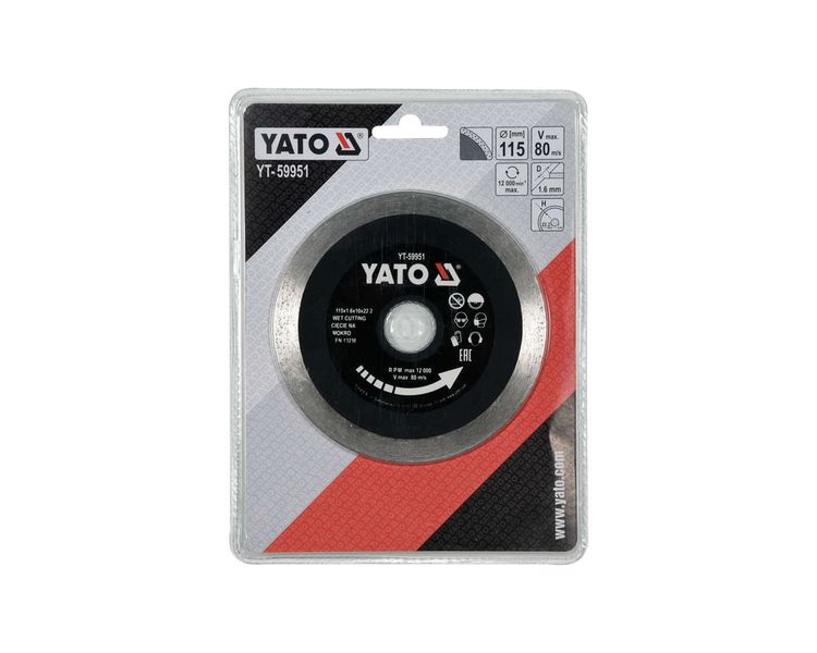 Диск для плитки алмазный 115 мм YATO YT-59951, 1.6х10 мм, 22.2 мм фото