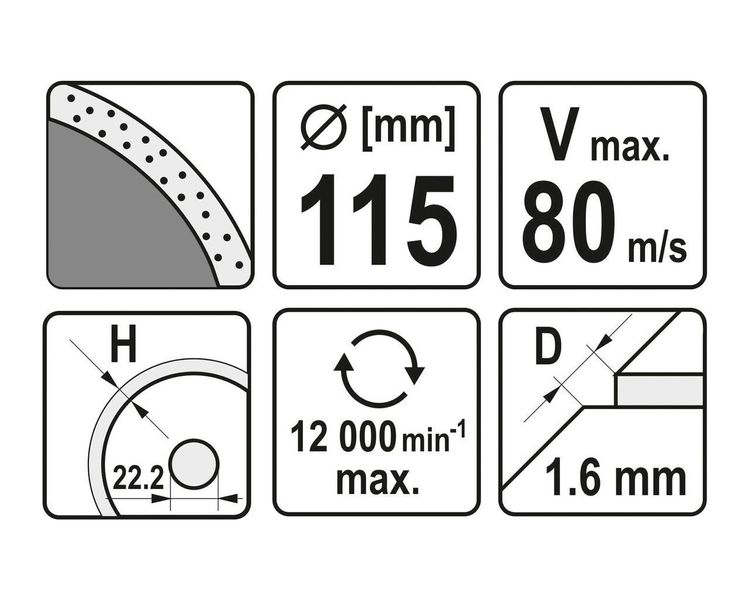 Диск для плитки алмазний 115 мм YATO YT-59951, 1.6х10 мм, 22.2 мм фото