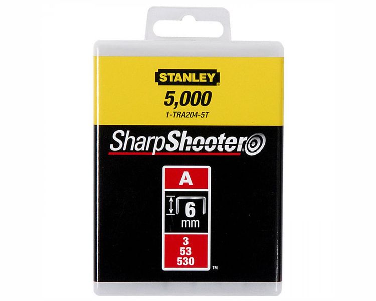Скоби для степлера тип "A" STANLEY "Light Duty", висота 6 мм, 11.3х0.7 мм, 5000 шт фото