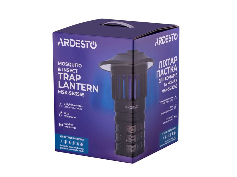 Лампа від комарів ARDESTO MSK-SB3555 з затягуючим вентилятором, 3.7 В, 2 Аг, IPX4 фото