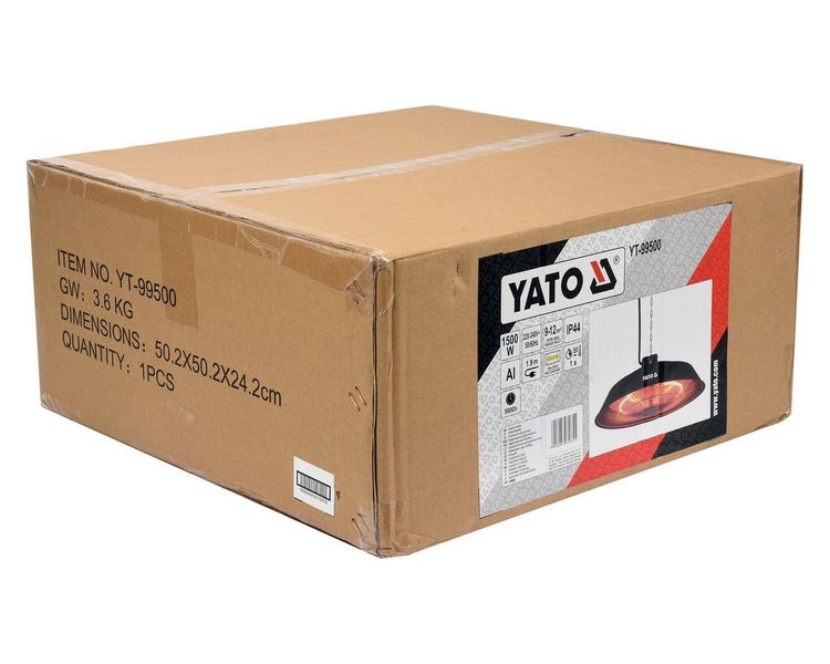 Инфракрасный подвесной обогреватель YATO YT-99500, 1500 Вт, до 12 м2 фото