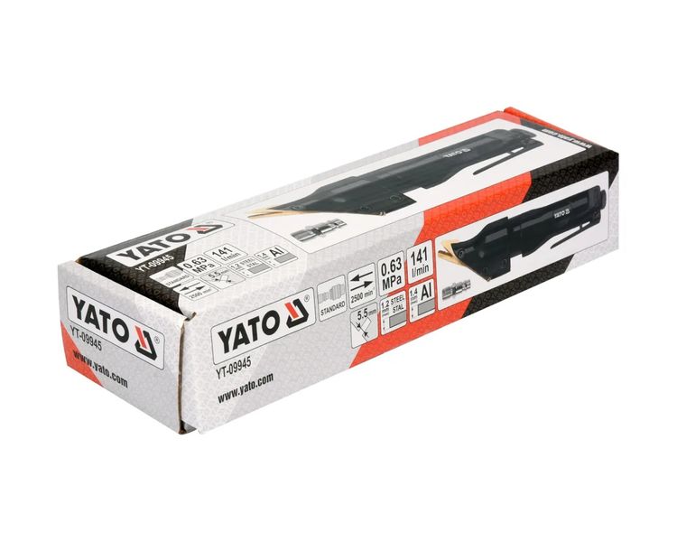 Ножиці пневматичні по металу прямі YATO YT-09945, 141 л/хв, до 1.2 мм фото
