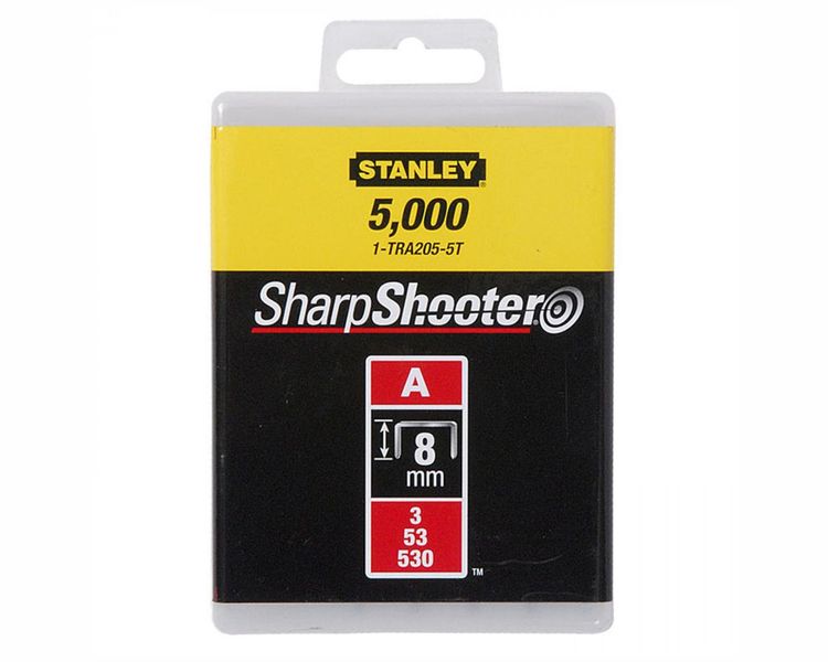 Скоби для степлера тип "A" STANLEY "Light Duty", висота 8 мм, 11.3х0.7 мм, 5000 шт фото