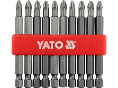 Бита крестовая удлиненная PН2 YATO YT-0480, 1/4", 75 мм, 10 шт фото