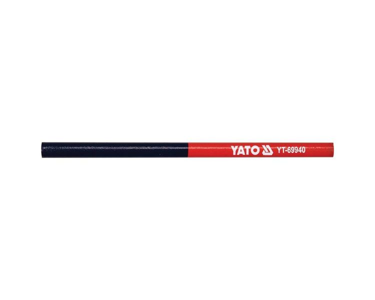 Олівці столярні двокольорові (синій/червоний) HB YATO YT-69940, 175 х 12 мм, стрижень 4х2 мм, 12 шт. фото