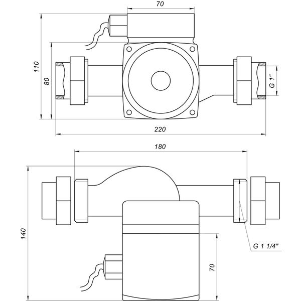 Насос циркуляційний для опалення Optima OP25-40-180, 71 Вт, різьба G 1 1/4", 10 бар, 180 мм фото