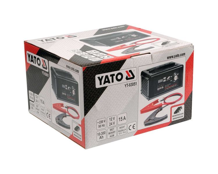 Пуско-зарядное устройство YATO YT-83051, 12/24 В, пуск 75 А, зарядка 15 А, 10-300 Ач фото