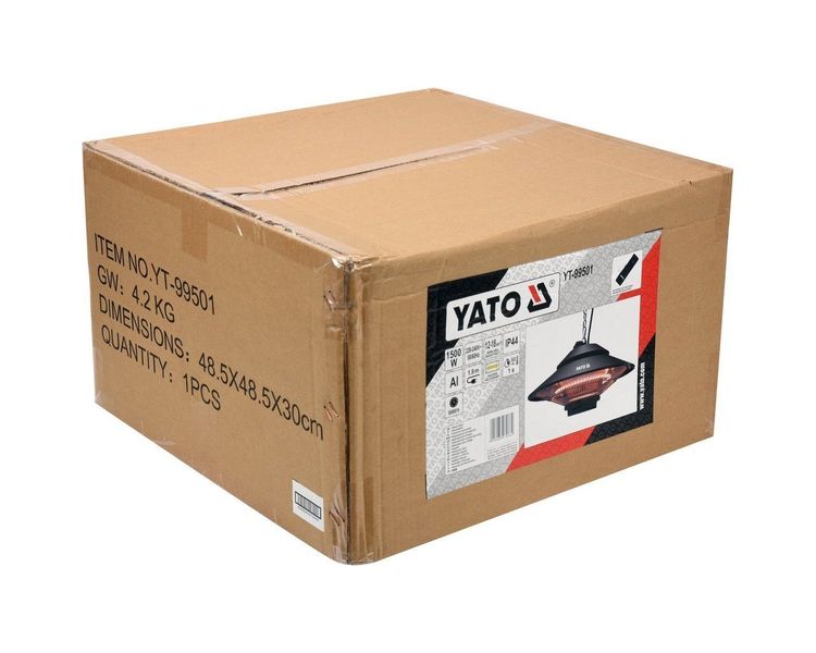 Інфрачервоний підвісний обігрівач YATO YT-99501 + пульт ДК, 1500 Вт, до 18 м2 фото