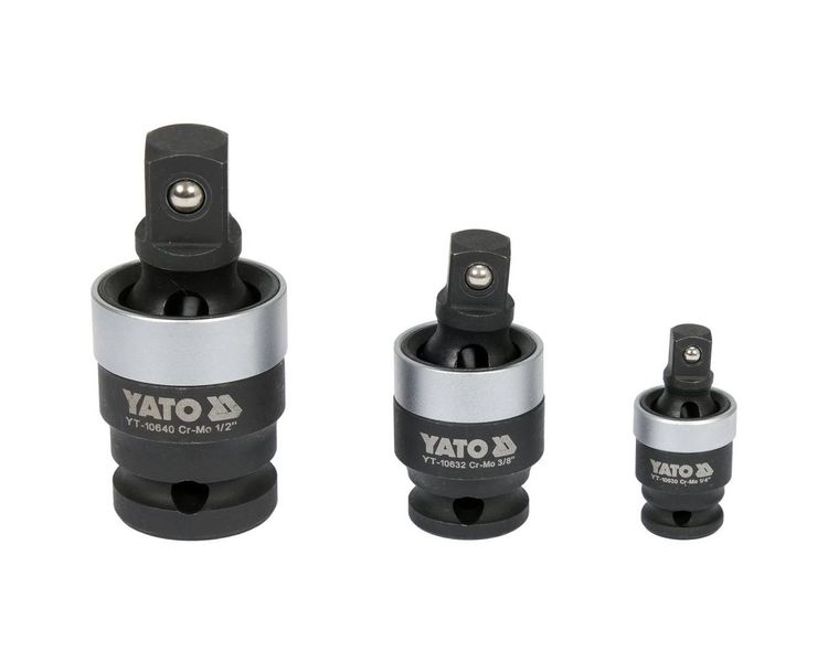 Карданы ударные набор YATO YT-10642, 1/4"-3/8"-1/2", CrMo SCM-440 фото
