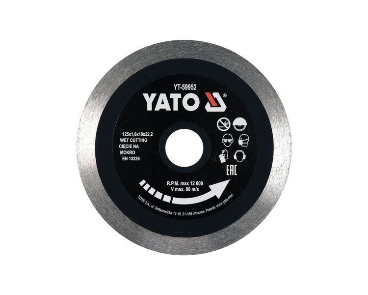Диск алмазный по плитке 125 мм YATO YT-59952, 1.6х10 мм, 22.2 мм фото