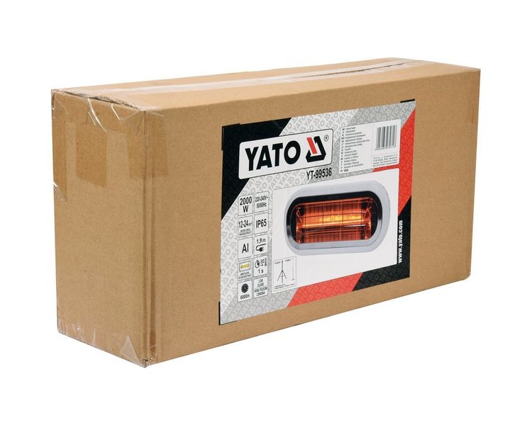 Инфракрасный обогреватель с низким уровнем отблеска YATO YT-99536, 2000 Вт, до 24 м2 фото