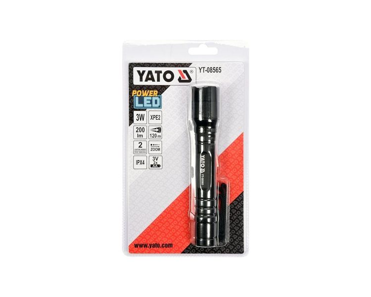 LED фонарь YATO YT-08565 на батарейках, 3 Вт, 200 Лм, 29х160 мм фото