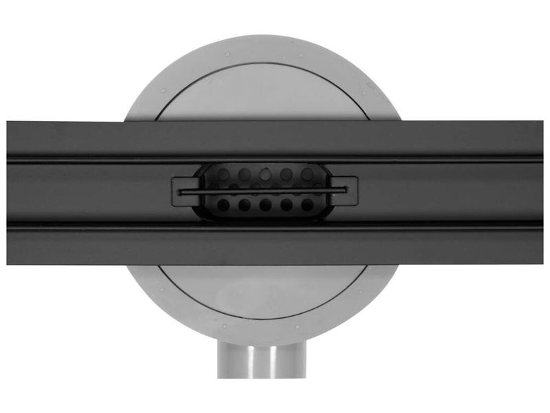 Трап для душа 60 см с поворотным сифоном FALA SLIM BLACK 71636, сверхузкий, нержавеющая сталь фото