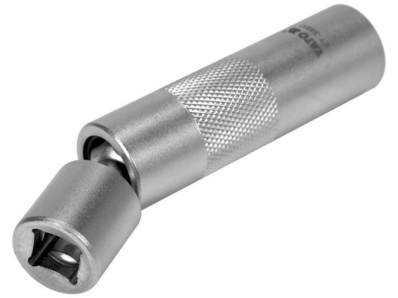 Головка свечная М16 мм двенадцатигранная магнитная с шарниром YATO YT-38517, 3/8", 20.5х98 мм, CrV фото