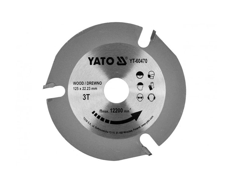 Диск по дереву з цвяхами 125 мм YATO YT-60470, 3 зуба, 3.8 мм, отвір 22.2 мм фото