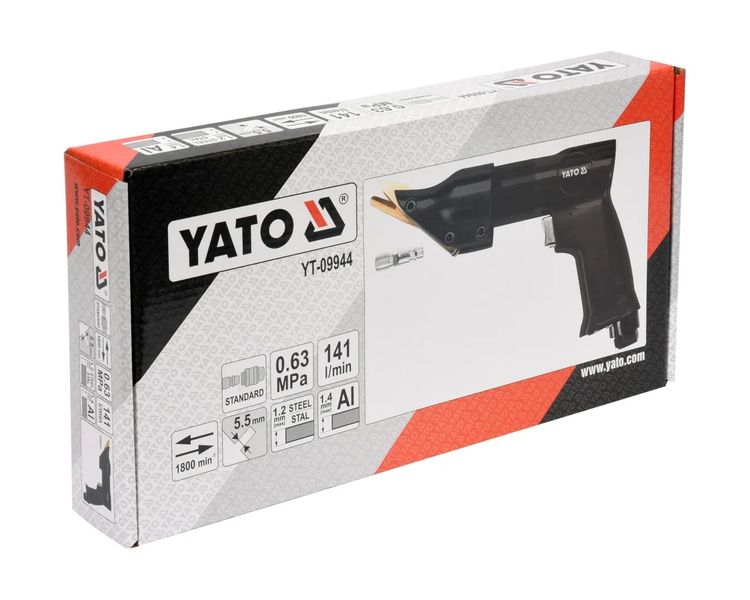 Ножиці пневматичні по металу пістолетного типу YATO YT-09944, 141 л/хв, до 1.2 мм фото