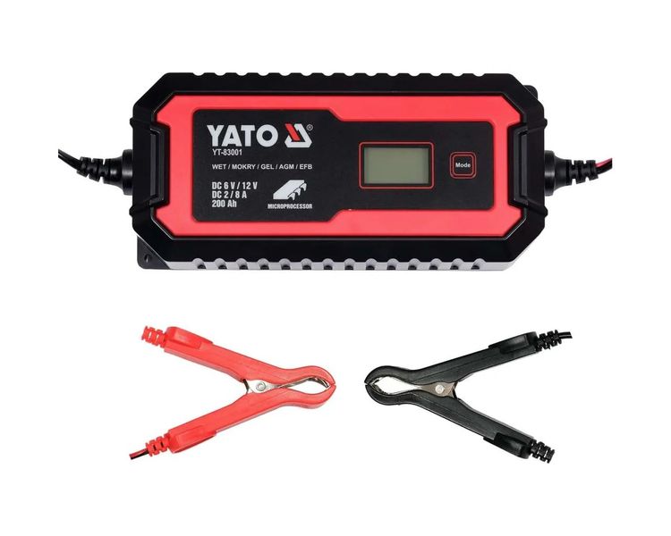 Інтелектуальний зарядний пристрій 8А для автомобільних АКБ YATO YT-83001, 6/12 В, 2/8 А фото