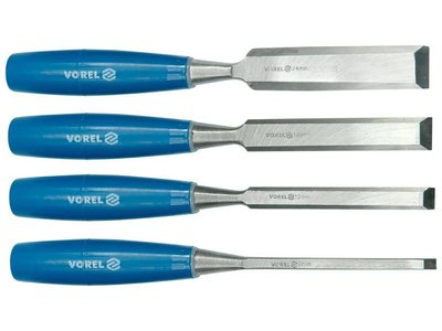 Набір стамесок VOREL з пластиковою ручкою, 6, 12, 18, 24 мм, 4 шт фото