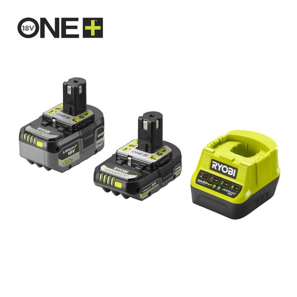 Комплект аккумуляторов Ryobi One+ с зарядным устройством RC18120-242X, 2 Ач + 4 Ач фото