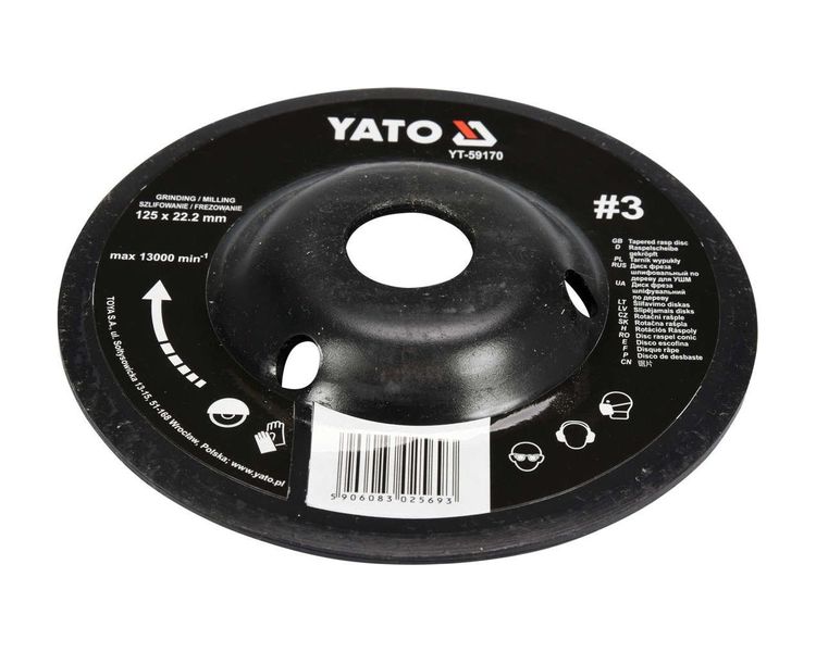 Диск-фреза по дереву для КШМ випуклий YATO YT-59170, 125х22.2 мм, шорсткість №3 фото