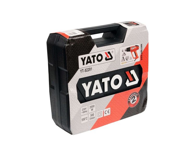 Фен строительный с насадками YATO YT-82291, 2 кВт, 550°C, 500 л/мин, 2 режима фото