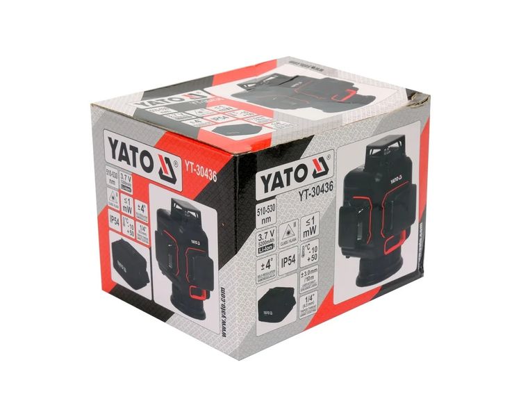 Рівень лазерний самовирівнюючий акумуляторний YATO YT-30436, 3D 360°, зелений фото