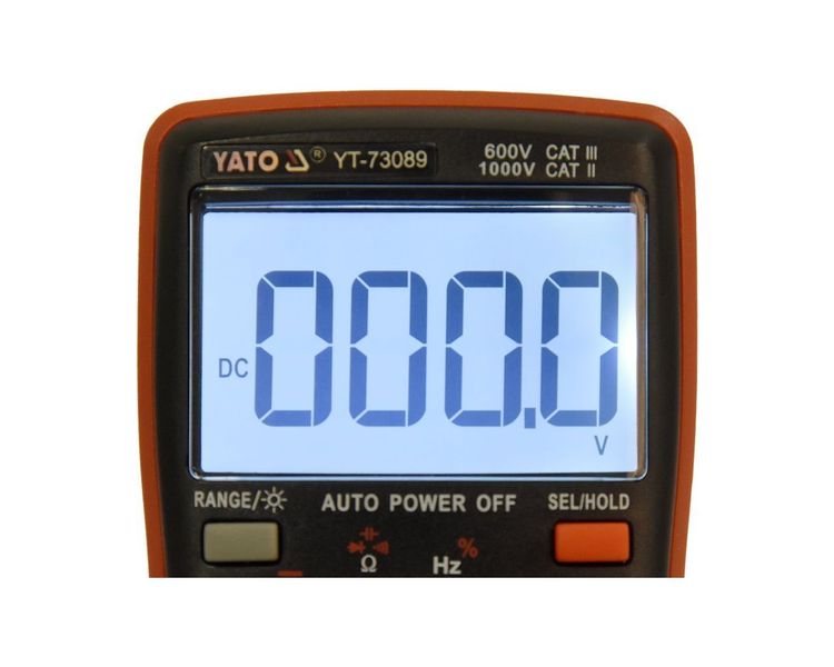 Мультиметр TRUE RMS YATO YT-73089, AC 750В, DC 999.9В, LCD max 9999 фото