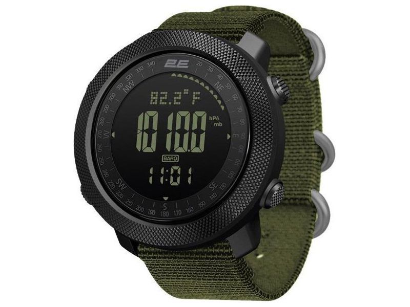 Часы тактические электронные 2E Tactical Trek Pro Black-Green (2E-TCW30BK), WR до 50 м, шагомер/компас/термометр/барометр фото
