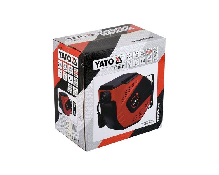 Удлинитель электрический с автоматической катушкой YATO YT-81221, 3х1.5 мм2, 20 м фото