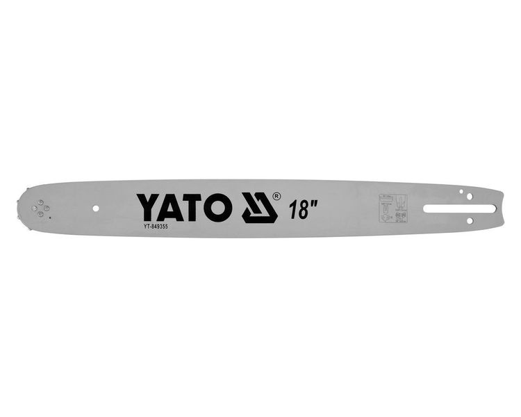 Шина для бензопили 45 см YATO YT-849355, 18", товщина 1.3 мм, для ланцюга на 62 ланок, крок 3/8" фото