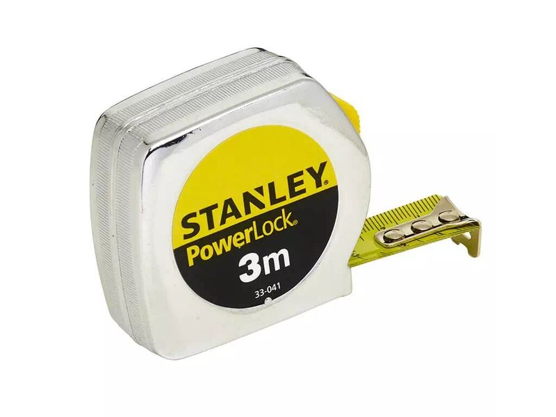 Рулетка STANLEY Powerlock (0-33-041), 3 м, ширина 19 мм, хромированный пластиковый корпус фото