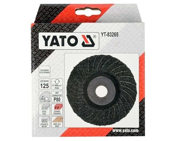 Диск шлифовальный для КШМ универсальный (дерево/металл/камень) YATO YT-83265, 125 мм, Р80 фото