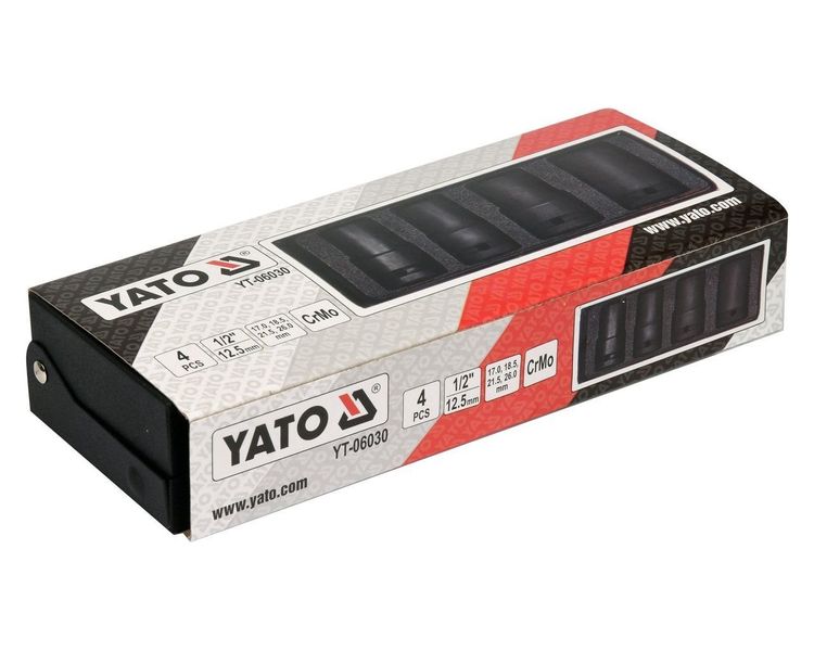Головки ударные для поврежденных винтов YATO YT-06030, 1/2", М17-26 мм, 55 мм, CrMo фото