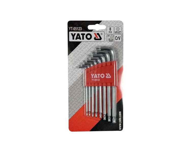 Набор шестигранных ключей ТОRХ с шаром YATO YT-05123, Т9-Т40, 8 шт фото