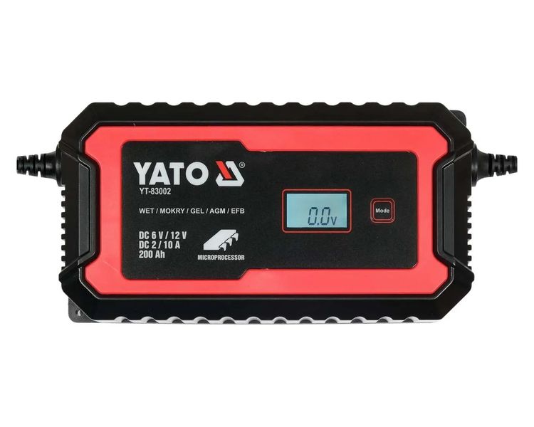 Интеллектуальное зарядное устройство 10А для автомобильных АКБ YATO YT-83002, 6/12 В, 2/10 А фото