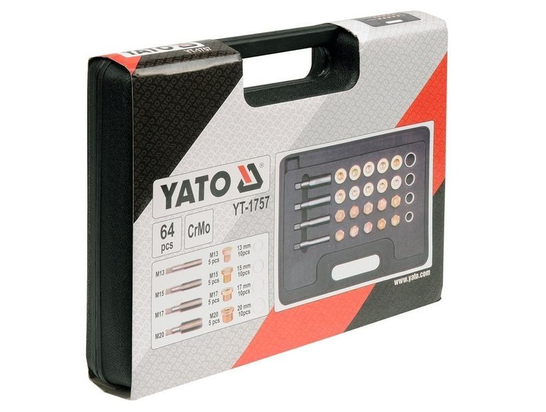 Набор оборудования для ремонта масляных пробок YATO YT-1757, 64 эл. фото