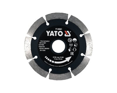 Диск по бетону алмазний сегментний 115 мм YATO YT-59961, 1.8×10 мм, 22.2 мм фото