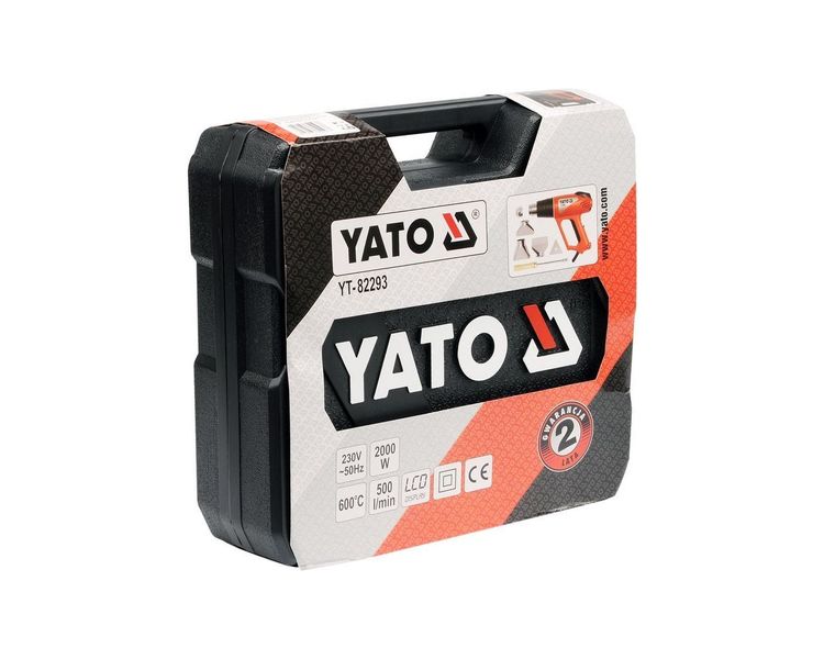 Фен строительный с дисплеем YATO YT-82293, 2 кВт, 600°, 500 л/мин, 3 режими фото