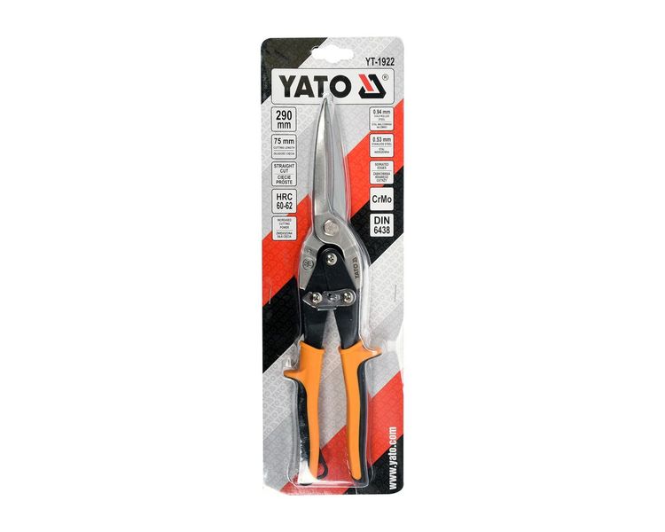 Ножиці по металу прямі подовжені YATO YT-1922, 290 мм, Cr-Mo фото