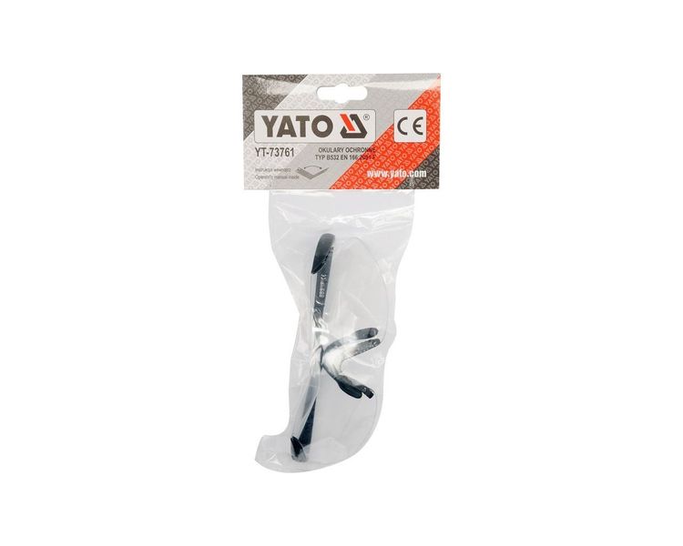 Очки защитные прозрачные YATO YT-73761, прочность F, категория 2, поликарбонатные линзы фото