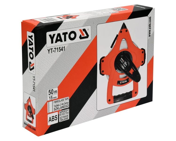 Рулетка геодезическая стекловолокно 50 м YATO YT-71541, полотно 15 мм фото