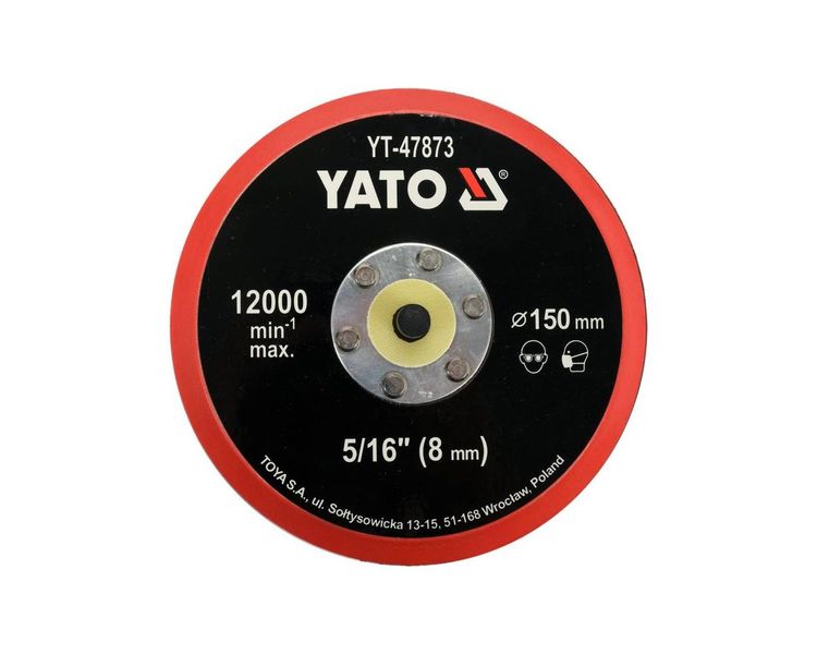 Диск з липучкою 150 мм для полірування YATO YT-47873, шпиндель 5/16 (8 мм),  до 12000 об/хв фото