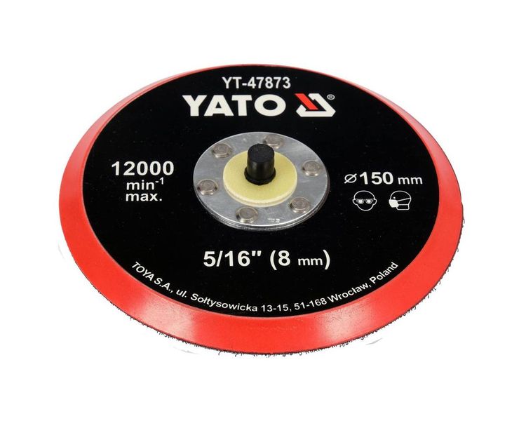 Диск с липучкой 150 мм для полировки YATO YT-47873, шпиндель 5/16 (8 мм), до 12000 об/мин фото